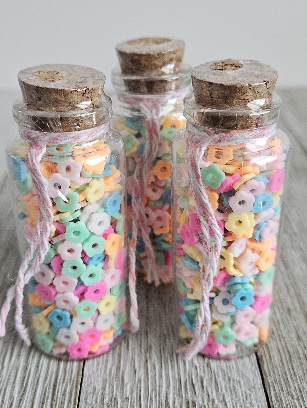 3-Pack Jar of Miniature Plastic Beads Multi-Colored Pastel Crafting Sewing DIY